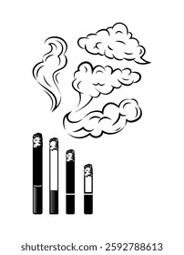 Vape Clip Art Design, Flat Set Of Electronic Cigarette Vector Icons For Design.