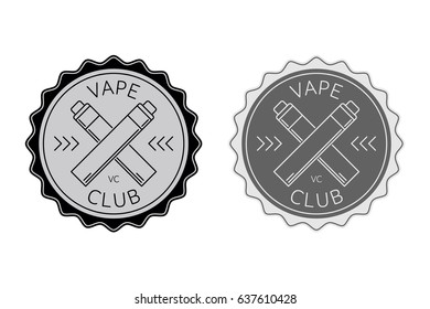 Vape club vector logo. Mechanical mod monochrome emblems