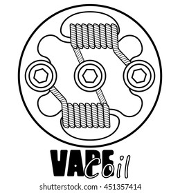 Vape coil. Vector illustration of vape. Vape trend. Illustration of Electronic cigarette.  vapor e-cigarette vape vaporizer cigarette, box mod, Mech Mod. Icons of coil. Icons of vape.