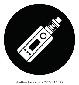 Vape device ecigarette icon in white on dark circle background icon