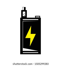 Vape. Device electric cigarette for lightning with a zipper in the middle. Flat design