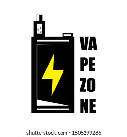 Vape. Device electric cigarette for lightning with a zipper in the middle and text from the side