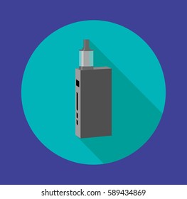 Vape device flat , long shadow. trend new culture. smoking. Vape vector sign.