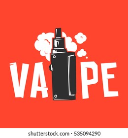 Vape device and smoke vector illustration on red