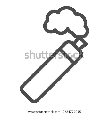 Vape device with steam line icon, vaping concept. Vector graphics. Vaping sign on white background, outline style icon for mobile or web design