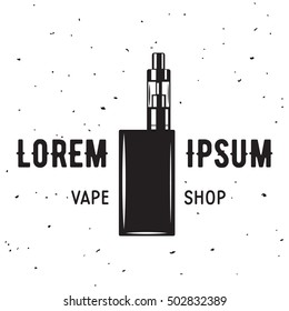 Vape e-cigarette emblem label print logos Monochrome style Isolated on white background. Vintage vector illustration.