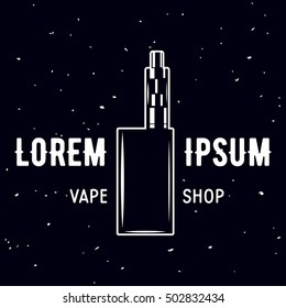 Vape e-cigarette emblem label print logos Monochrome style Isolated on white background. Vintage vector illustration.