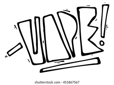 vape, e-cigarette emblems, labels, prints and logos, Monochrome style, Isolated on white background. Lettering collection.