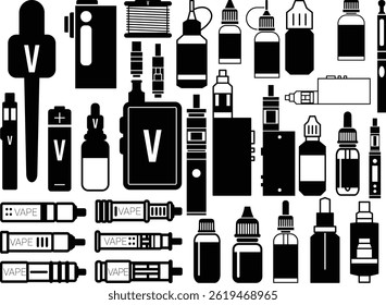 Vape cigarro eletrônico Feixe de vetor, Clipart, Silhueta, Vetor, ícones, ilustração, design.