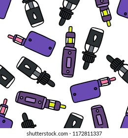 vape and e-liquid seamless doodle pattern