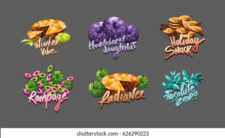 Vape flavor illustration with text in triangle abstract style