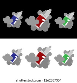 Vape in the fog ,logotypes vector set  with in three color, for web and print for shope and cafe. 