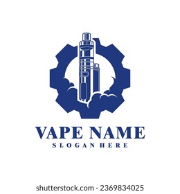 Vape con el vector de diseño del logotipo Gear. Diseño de ilustraciones de vapeo