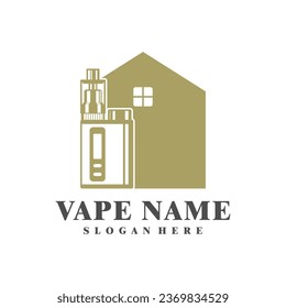 Vape con el vector de diseño del logo de la Casa. Diseño de ilustraciones de vapeo