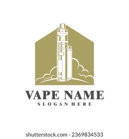 Vape with House logo design concept vector. Vaping illustration design