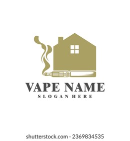 Vape with House logo design concept vector. Vaping illustration design