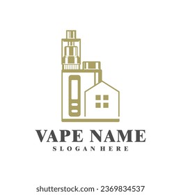 Vape with House logo design concept vector. Vaping illustration design