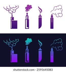 Vape icon cloud smoke silhouette electronic cigarette logo vector