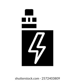 Vape icon with lightning bolt. Concept of vaping, smoking alternative, and electronic cigarette.