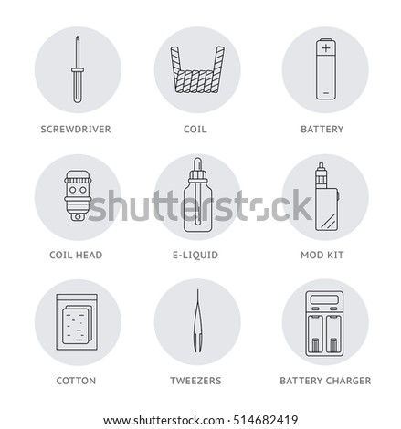 Vape icons set. Vaping.
