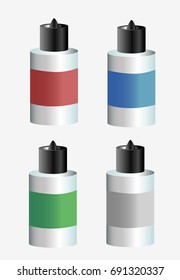 Vape juices for vaping smoke, different flavors. Flat vector stock illustration.