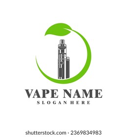 Vape with Leaf logo design concept vector. Vaping illustration design