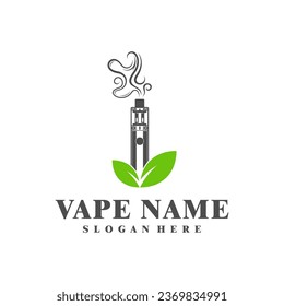 Vape with Leaf logo design concept vector. Vaping illustration design