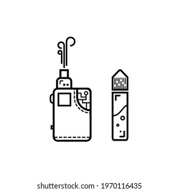 Vape line art, suitable for stickers, vape shops, vape online shops, modern e-cigarettes.