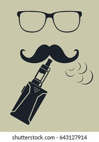 Vape logo. Hipster smoking vaporizer. Vector. 
