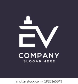 Dämpfungslogo. Anfangsbrief EV. Ein einzigartiges, exklusives, elegantes, professionelles, sauberes, einfaches, modernes Logo. Geeignet für Ihr Unternehmen, Ihr Unternehmen, etc.