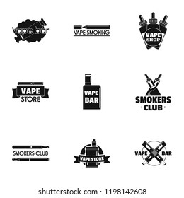 Vape logo set. Simple set of 9 vape vector logo for web design on white background