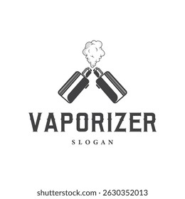 vape logo silhouette design simple vintage retro old concept vape accessories shop with smoke illustration template symbol brand business or product