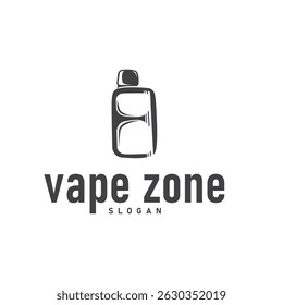 vape logo silhouette design simple vintage retro old concept vape accessories shop with smoke illustration template symbol brand business or product