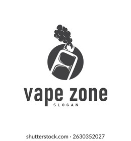 vape logo silhouette design simple vintage retro old concept vape accessories shop with smoke illustration template symbol brand business or product
