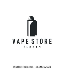 vape logo silhouette design simple vintage retro old concept vape accessories shop with smoke illustration template symbol brand business or product
