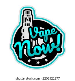 Vape logos shop label. Vaping collection of related typography. Trendy design elements for t-shirt prints and advertisements. Vector illustration of vintage.