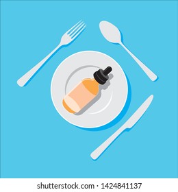 vape menu with dropper bottle illustration
