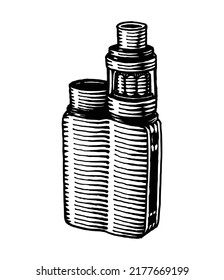 Vape, Mod, E Cigarette, Hand Drawn Illustration