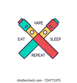 vape mod vaporizer electric cigarette - retro color theme vector art