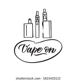 Vape on emblems. Vector illustration on the white background.