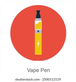 Concepto de icono de pluma de vape y cigarrillo