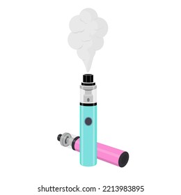 Vape pen for smoking. Electronic cigarette. E-cigarette for vaping. Vector illustration.