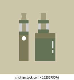 Vape pen. Vaping box. E-cigarette for vaping. Isolated vector illustration on background.