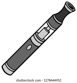 Vape Pen - A Vector Cartoon Illustration Of A Vape Pen.