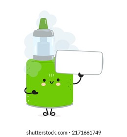 Vape poster character. Vector hand drawn cartoon kawaii character illustration. Isolated white background. Vape and poster