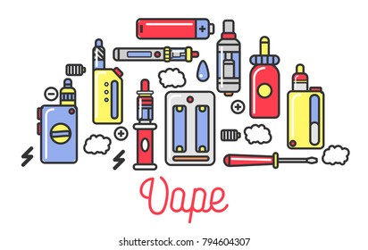 Vape products promotional poster with modern devices