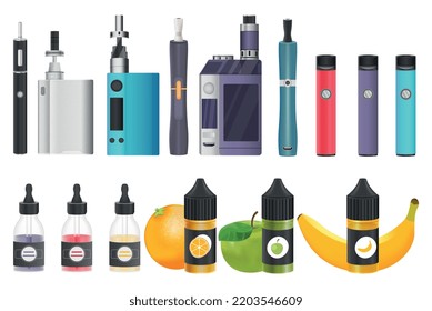 Vape realistic set with electronic cigarettes symbols isolated vector illustration