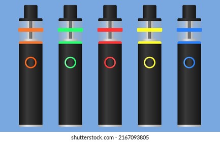 Vape set. Electronic cigarettes. Elf Bar. Vape shop. Vector