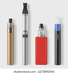 Vape set. Tools for smoking clouds of steam circles puffs decent vector realistic templates