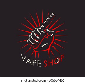 Vape shop badge, logo or symbol design concept. Can be used for advertising vape shop, electronic cigarettes store. Vector illustration.